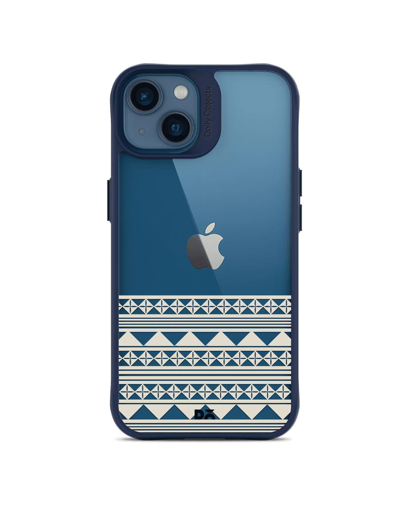 DailyObjects Mandala Band Off White Blue Hybrid Clear Case Cover For iPhone 13