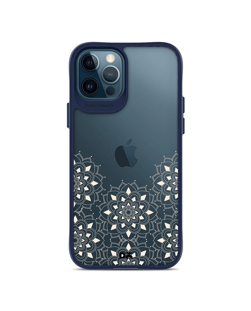 DailyObjects Mandala Flake Off White Blue Hybrid Clear Case Cover For iPhone 12 Pro Max
