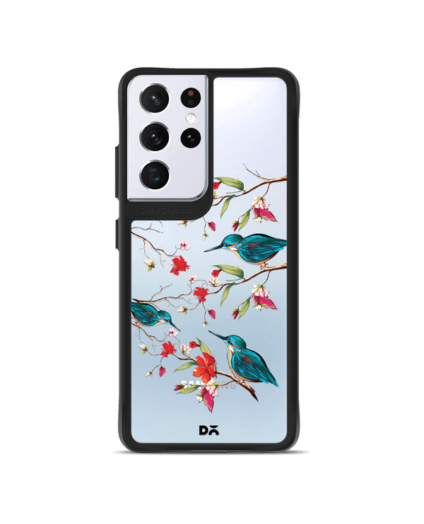 DailyObjects Melody Birds Black Hybrid Clear Case Cover For Samsung Galaxy S21 Ultra