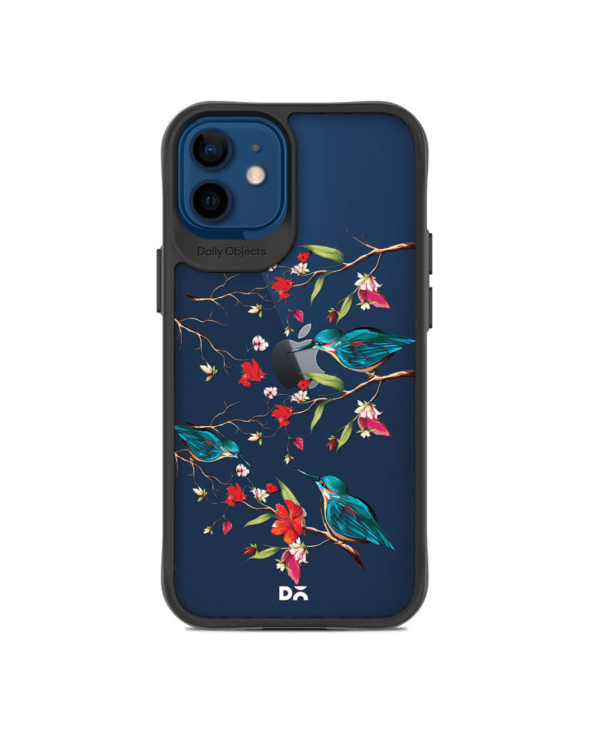 DailyObjects Melody Birds Black Hybrid Clear Case Cover For iPhone 12