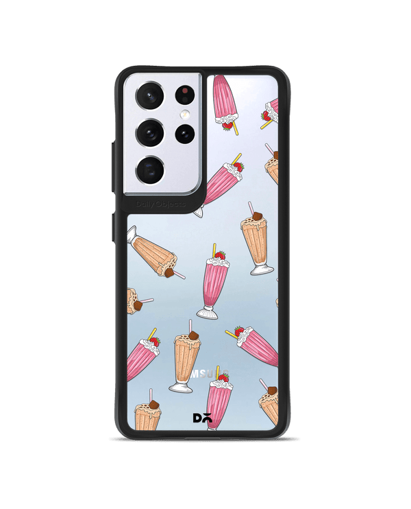 DailyObjects Milkshake Icon Black Hybrid Clear Case Cover For Samsung Galaxy S21 Ultra