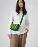 Multi Green Checkerboard Sol Box Shoulder Bag