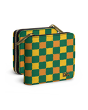 Multi Green Checkerboard Zip Wallet