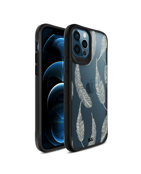 DailyObjects Off White Feathers Black Hybrid Clear Case Cover For iPhone 12 Pro Max