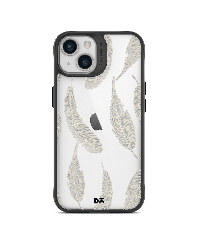 DailyObjects Off White Feathers Black Hybrid Clear Case Cover For iPhone 13 Mini