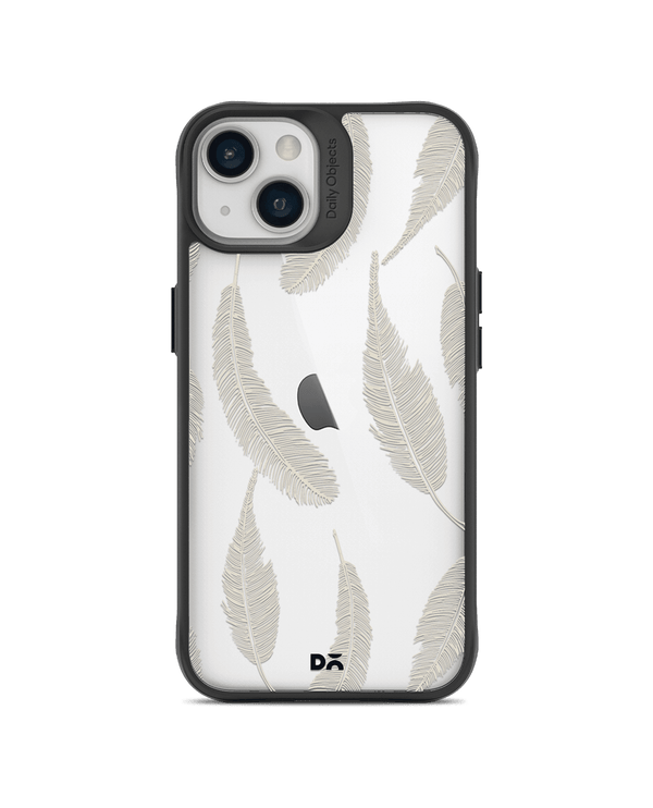 DailyObjects Off White Feathers Black Hybrid Clear Case Cover For iPhone 13 Mini