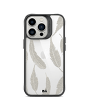 DailyObjects Off White Feathers Black Hybrid Clear Case Cover For iPhone 13 Pro Max