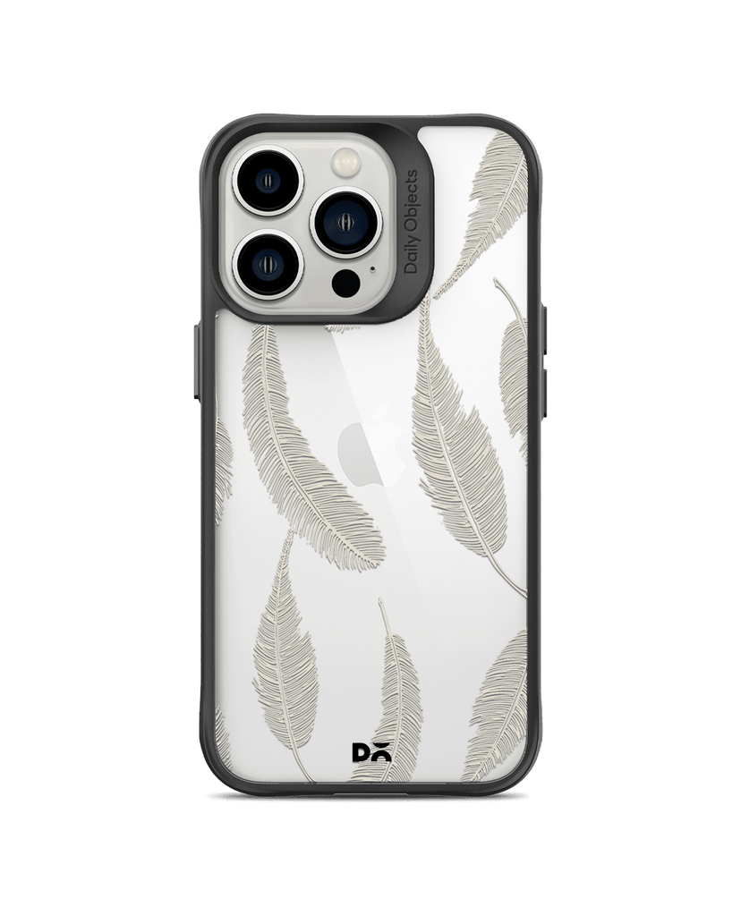 DailyObjects Off White Feathers Black Hybrid Clear Case Cover For iPhone 13 Pro