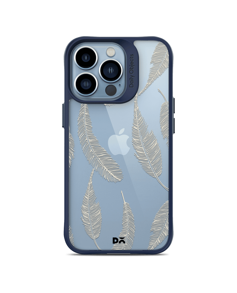 DailyObjects Off White Feathers Blue Hybrid Clear Case Cover For iPhone 13 Pro Max