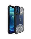 DailyObjects Off White Mandala Black Hybrid Clear Case Cover For iPhone 12 Mini