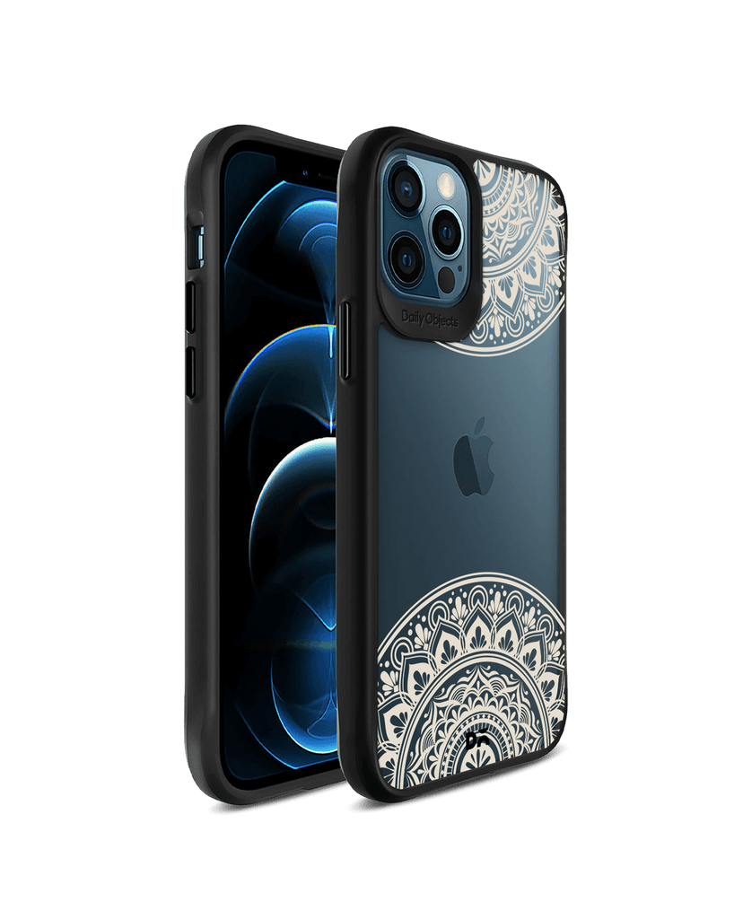 DailyObjects Off White Mandala Black Hybrid Clear Case Cover For iPhone 12 Pro