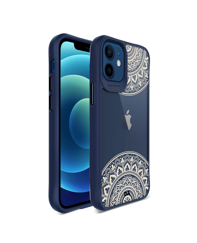 DailyObjects Off White Mandala Blue Hybrid Clear Case Cover For iPhone 12