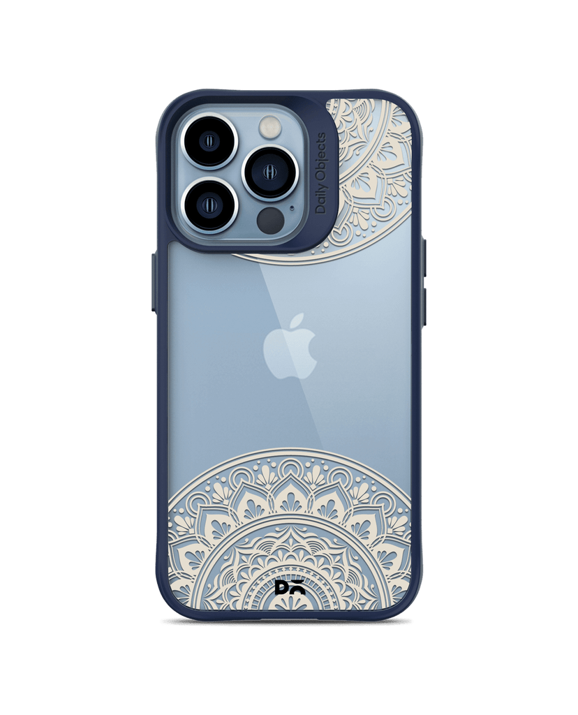 DailyObjects Off White Mandala Blue Hybrid Clear Case Cover For iPhone 13 Pro Max