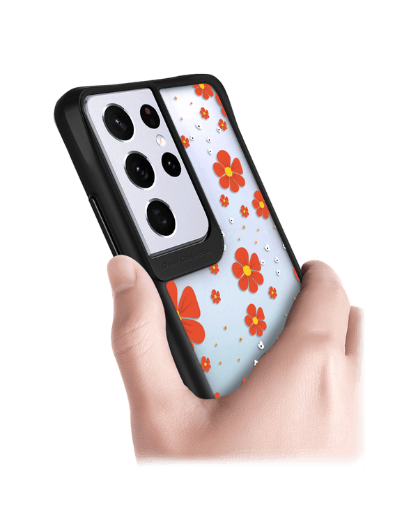 DailyObjects Orange Cosmos Black Hybrid Clear Case Cover For Samsung Galaxy S21 Ultra