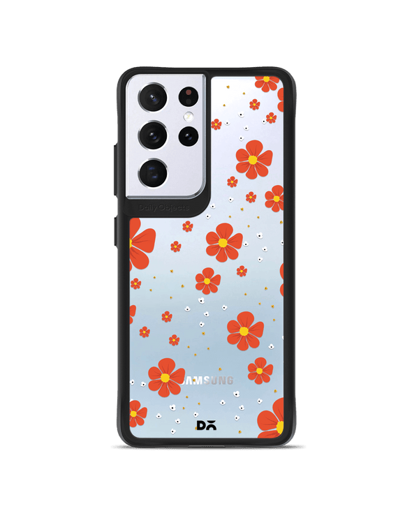 DailyObjects Orange Cosmos Black Hybrid Clear Case Cover For Samsung Galaxy S21 Ultra