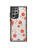 DailyObjects Orange Cosmos Black Hybrid Clear Case Cover For Samsung Galaxy S22 Ultra