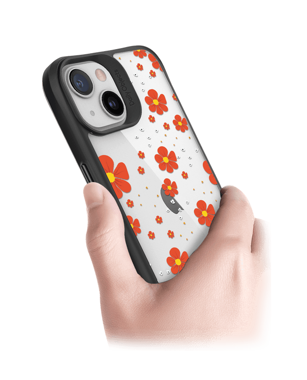 DailyObjects Orange Cosmos Black Hybrid Clear Case Cover For iPhone 13 Mini