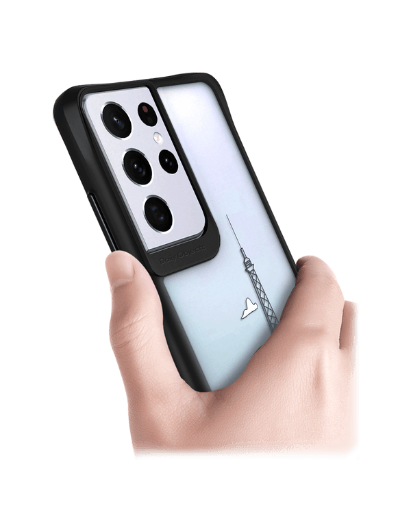 DailyObjects Paris Skyline Black Hybrid Clear Case Cover For Samsung Galaxy S21 Ultra