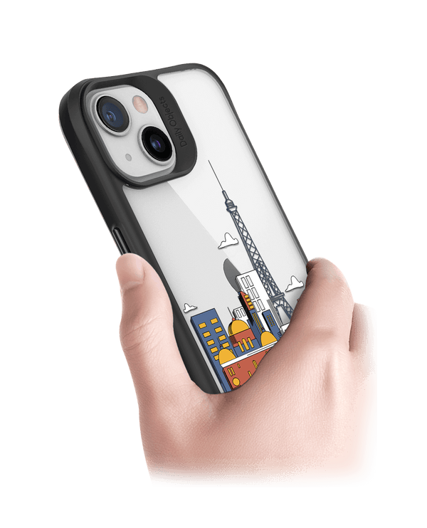 DailyObjects Paris Skyline Black Hybrid Clear Case Cover For iPhone 13 Mini