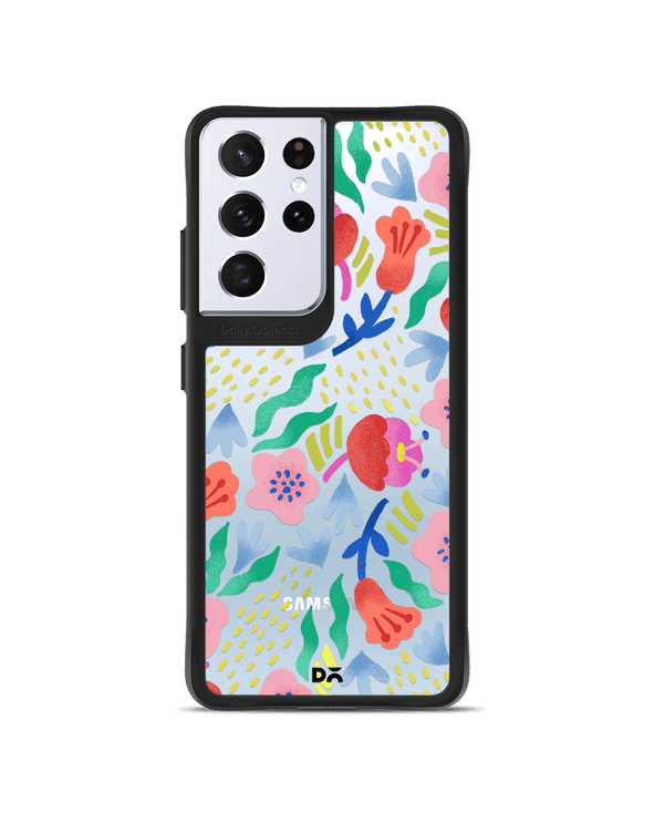 DailyObjects Pastel Tulips Black Hybrid Clear Case Cover For Samsung Galaxy S21 Ultra