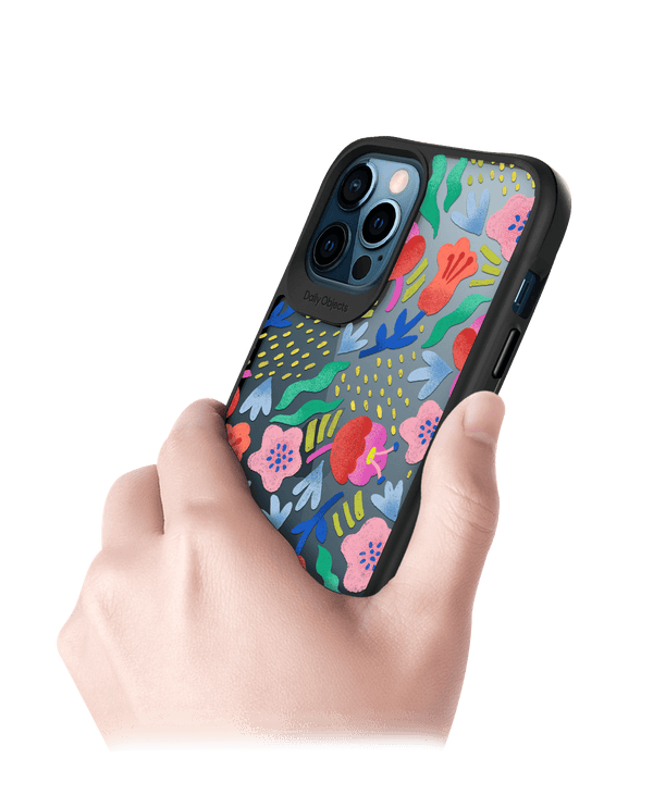 DailyObjects Pastel Tulips Black Hybrid Clear Case Cover For iPhone 12 Pro Max