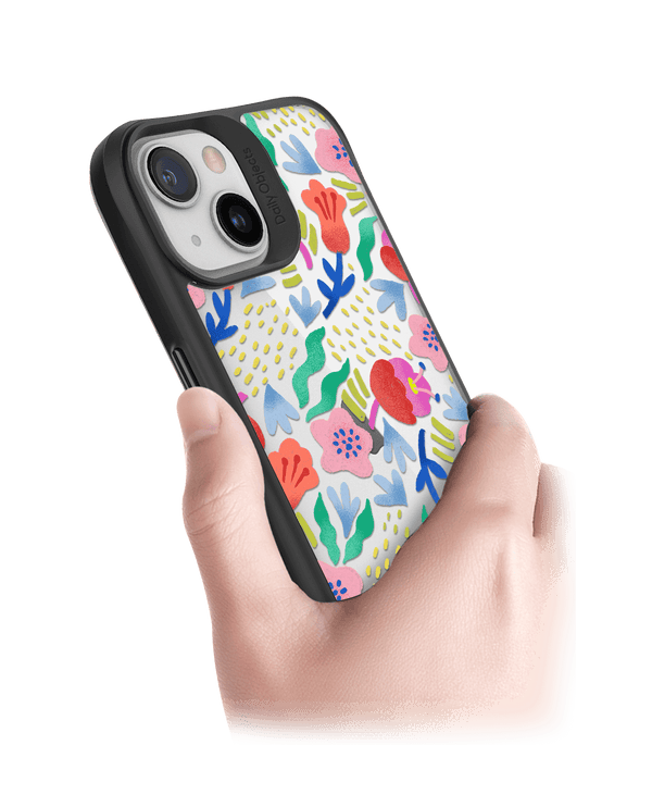 DailyObjects Pastel Tulips Black Hybrid Clear Case Cover For iPhone 13 Mini