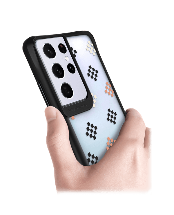 DailyObjects Peach Diamonds Black Hybrid Clear Case Cover For Samsung Galaxy S21 Ultra