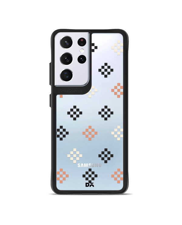 DailyObjects Peach Diamonds Black Hybrid Clear Case Cover For Samsung Galaxy S21 Ultra