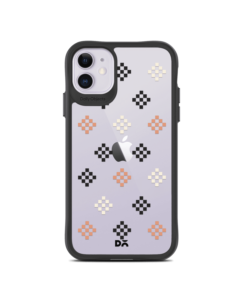 DailyObjects Peach Diamonds Black Hybrid Clear Case Cover For iPhone 11
