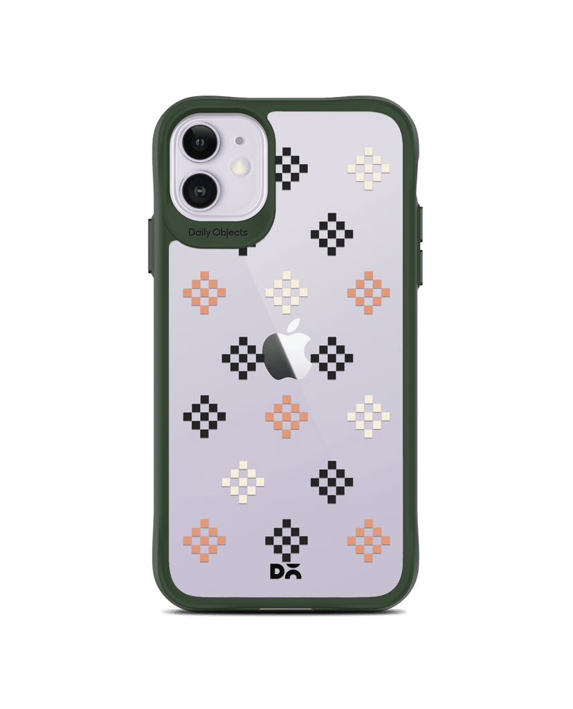 DailyObjects Peach Diamonds Green Hybrid Clear Case Cover For iPhone 11
