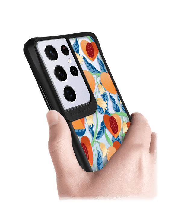 DailyObjects Peachy Peaches Black Hybrid Clear Case Cover For Samsung Galaxy S21 Ultra