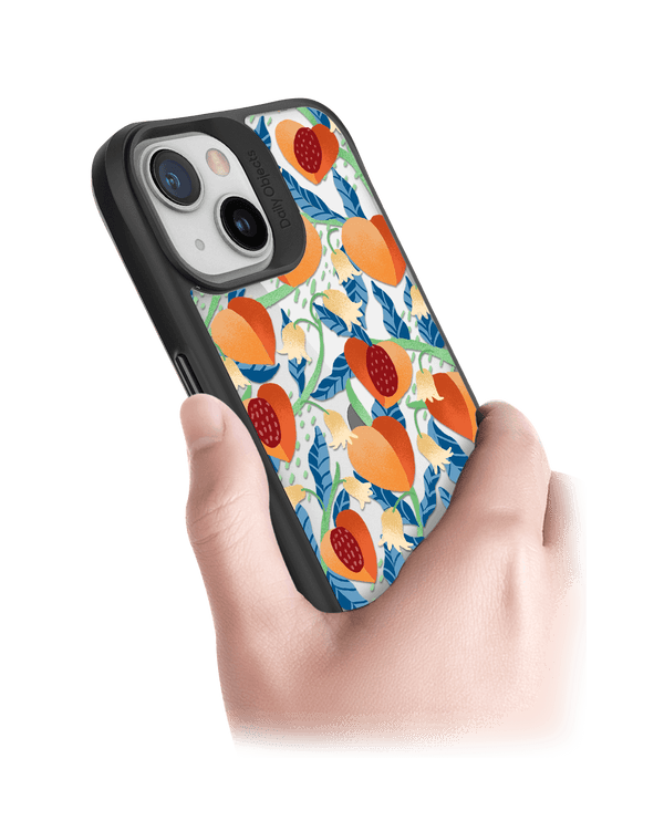 DailyObjects Peachy Peaches Black Hybrid Clear Case Cover For iPhone 13 Mini