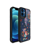 DailyObjects Periwinkle & Roses Black Hybrid Clear Case Cover For iPhone 12 Mini