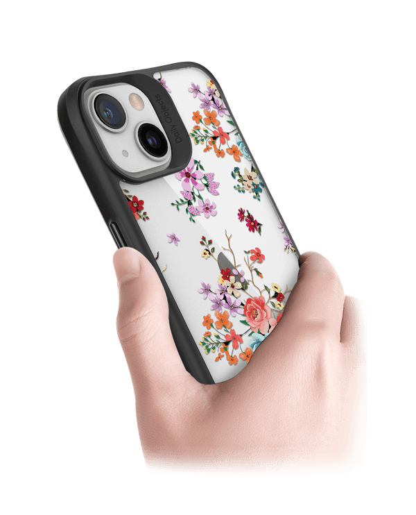DailyObjects Periwinkle & Roses Black Hybrid Clear Case Cover For iPhone 13 Mini