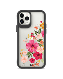 DailyObjects Pink Hibiscus Black Hybrid Clear Case Cover For iPhone 11 Pro Max