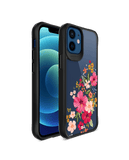 DailyObjects Pink Hibiscus Black Hybrid Clear Case Cover For iPhone 12 Mini
