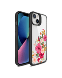 DailyObjects Pink Hibiscus Black Hybrid Clear Case Cover For iPhone 13 Mini