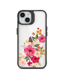 DailyObjects Pink Hibiscus Black Hybrid Clear Case Cover For iPhone 13 Mini