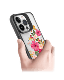 DailyObjects Pink Hibiscus Black Hybrid Clear Phone Case Cover For iPhone 14 Pro