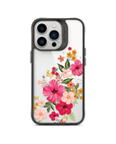 DailyObjects Pink Hibiscus Black Hybrid Clear Phone Case Cover For iPhone 14 Pro