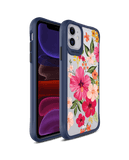 DailyObjects Pink Hibiscus Blue Hybrid Clear Case Cover For iPhone 11