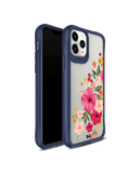 DailyObjects Pink Hibiscus Blue Hybrid Clear Case Cover For iPhone 11 Pro