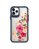 DailyObjects Pink Hibiscus Blue Hybrid Clear Case Cover For iPhone 11 Pro