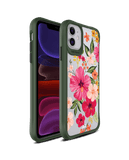 DailyObjects Pink Hibiscus Green Hybrid Clear Case Cover For iPhone 11