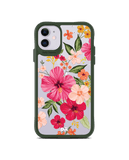 DailyObjects Pink Hibiscus Green Hybrid Clear Case Cover For iPhone 11