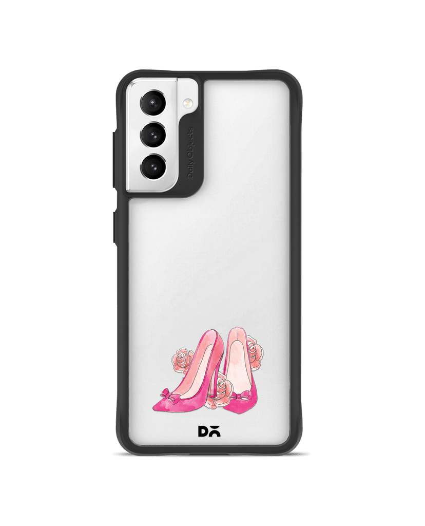 DailyObjects Pink Stilettos Black Hybrid Clear Case Cover For Samsung Galaxy S21 Plus