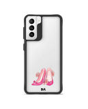 DailyObjects Pink Stilettos Black Hybrid Clear Case Cover For Samsung Galaxy S21 Plus