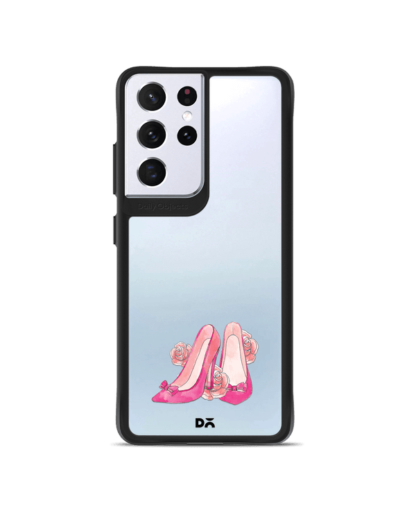 DailyObjects Pink Stilettos Black Hybrid Clear Case Cover For Samsung Galaxy S21 Ultra