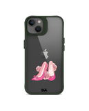 DailyObjects Pink Stilettos Green Hybrid Clear Case Cover For iPhone 13