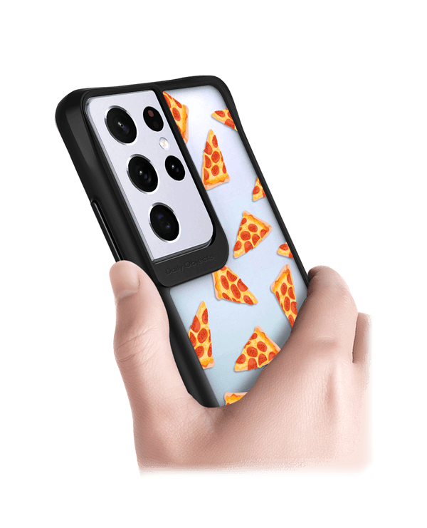 DailyObjects Pizza Slice Icon Black Hybrid Clear Case Cover For Samsung Galaxy S21 Ultra